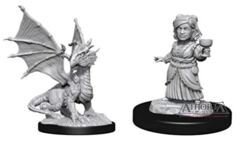 Dungeons & Dragons Nolzur`s Marvelous Unpainted Miniatures: W13 Silver Dragon Wyrmling & Female Halfling